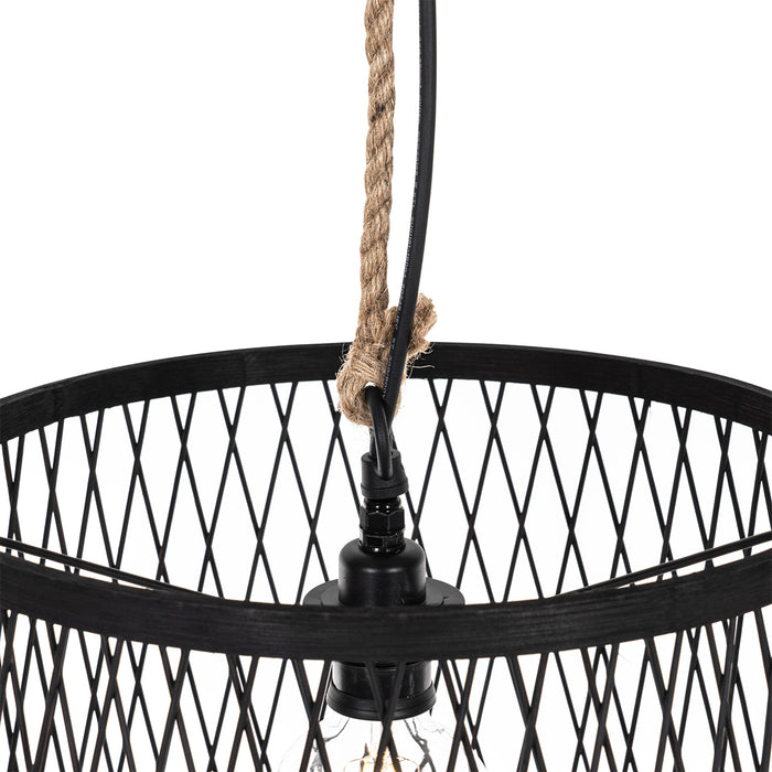 QAZQA Landelijke buiten hanglamp zwart rotan 40 cm - Calamus