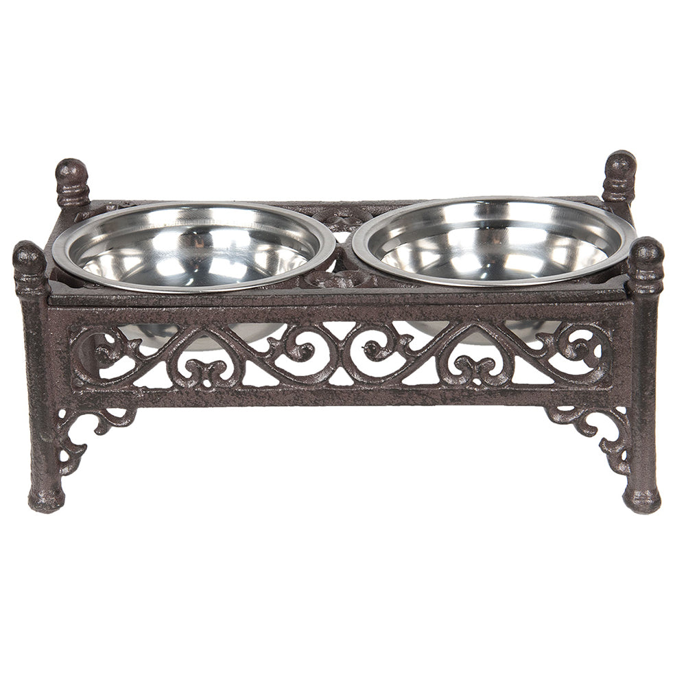 Clayre & Eef Voerbak hond 28x15x13 cm Bruin IJzer