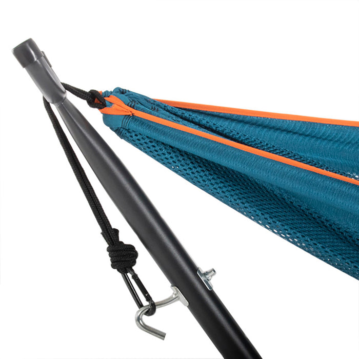 Vivere Mesh Hangmat met Standaard - Blauw/Oranje
