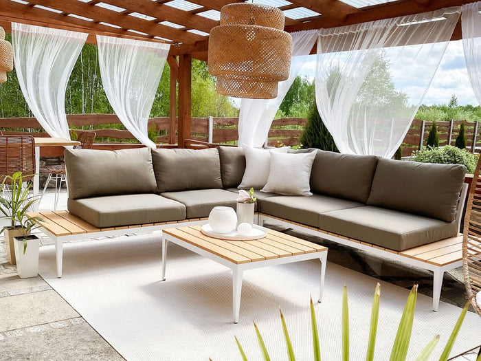 Beliani - POSITANO - Loungeset voor 5 - Grijs - Kunsthout