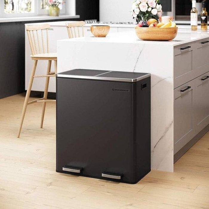 Hoppa! | Afvalbak | 60L | Zwart | RVS