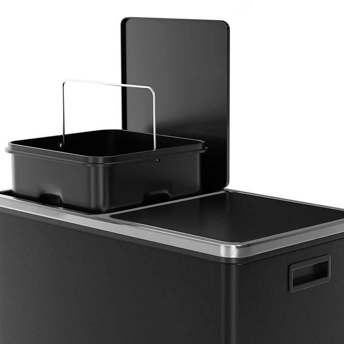 Hoppa! | Afvalbak | 60L | Zwart | RVS