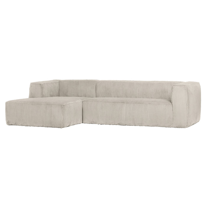 WOOOD Bean Hoekbank Links - Ribstof - Naturel
