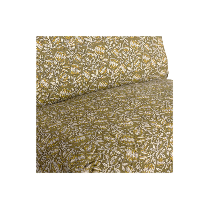 WOOOD Bloom Zit-|Rugkussen - Katoen - Groen - 90x40x14|90x80x14