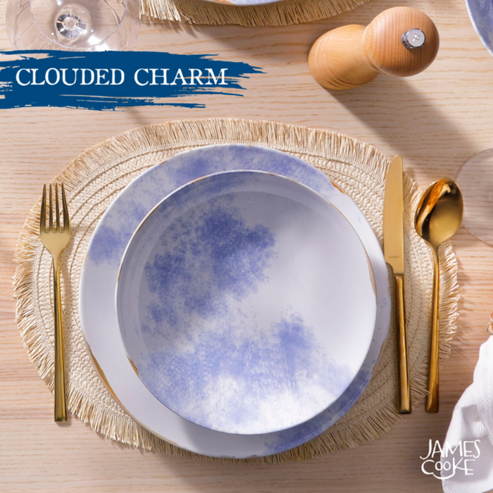 James Cooke - Clouded Charm - Bord - 2 stuks - ø 21 cm - Wit|Blauw