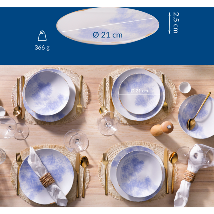 James Cooke - Clouded Charm - Bord - 2 stuks - ø 21 cm - Wit|Blauw