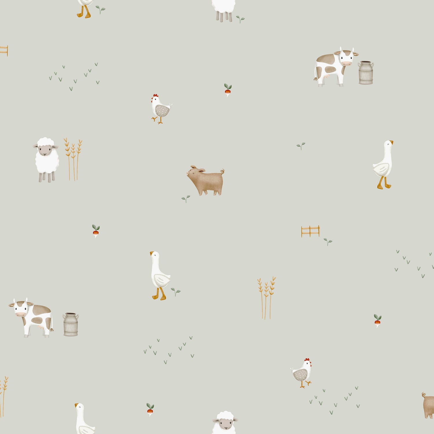 Little Dutch Little Farm Behang Kinderkamer - Dieren - 10mx52cm -