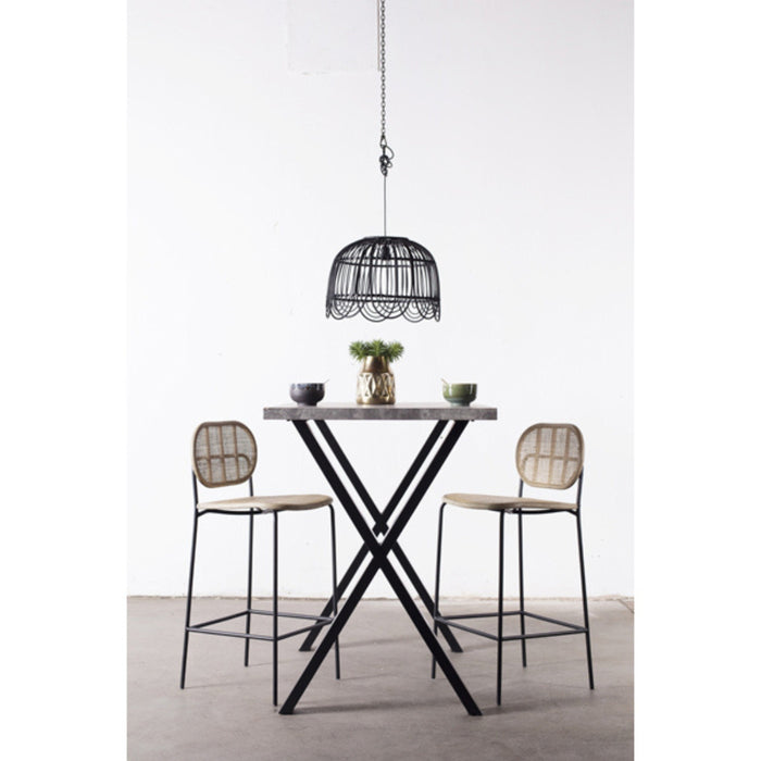 Giga Meubel - Rotan Barkruk - 42x47x101cm - Grijs - Webbing