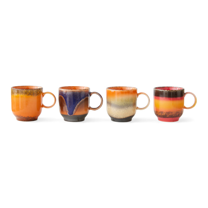 HKliving 70's  Koffiekop 0,25 L - Set van 4 - Brazil
