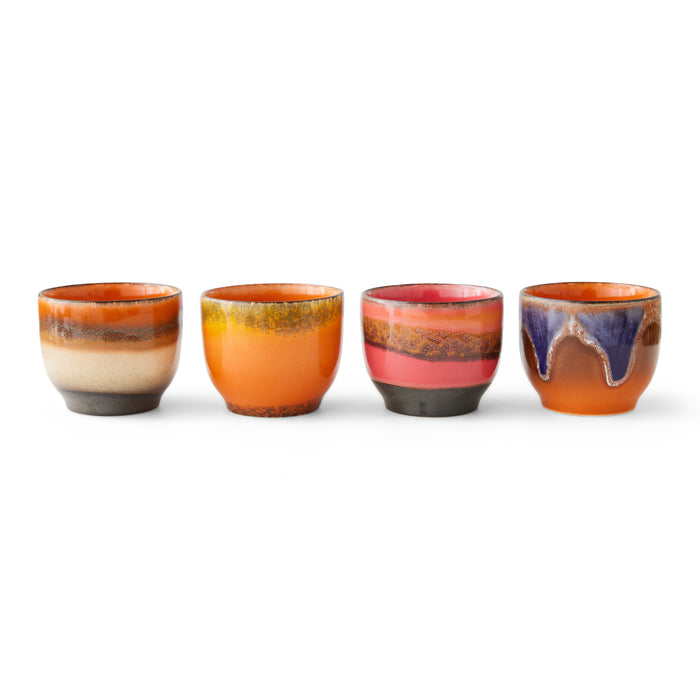 HKliving 70's   Koffiemok 0,25 L - Set van 4 - Java