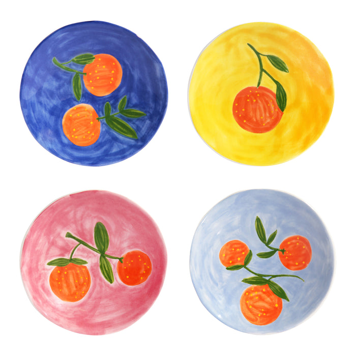 &k amsterdam Orange Full Colour Bord Ø 16 cm - Set van 4