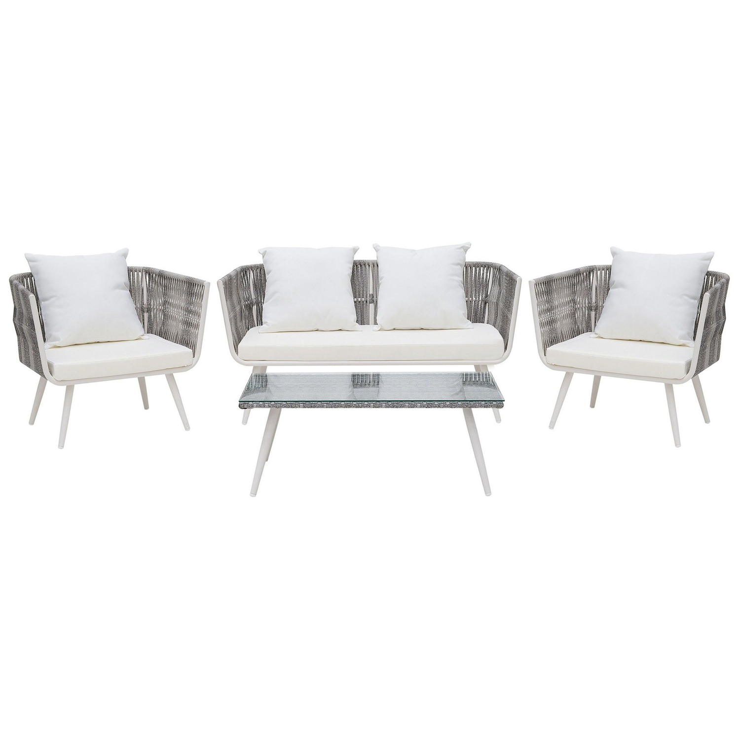 Beliani - RAGUSA - Loungeset voor 4 - Wit - PE rotan
