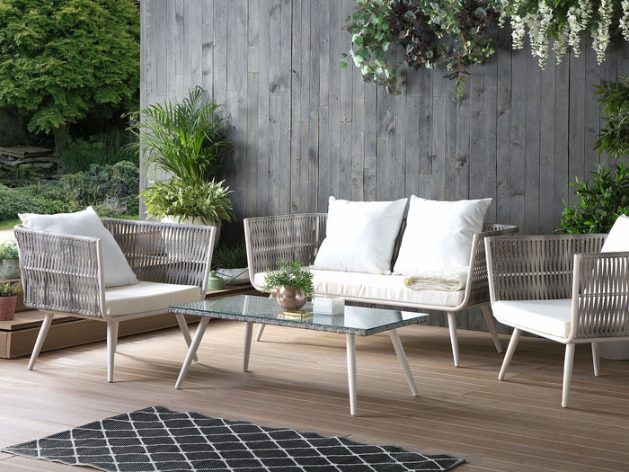 Beliani - RAGUSA - Loungeset voor 4 - Wit - PE rotan