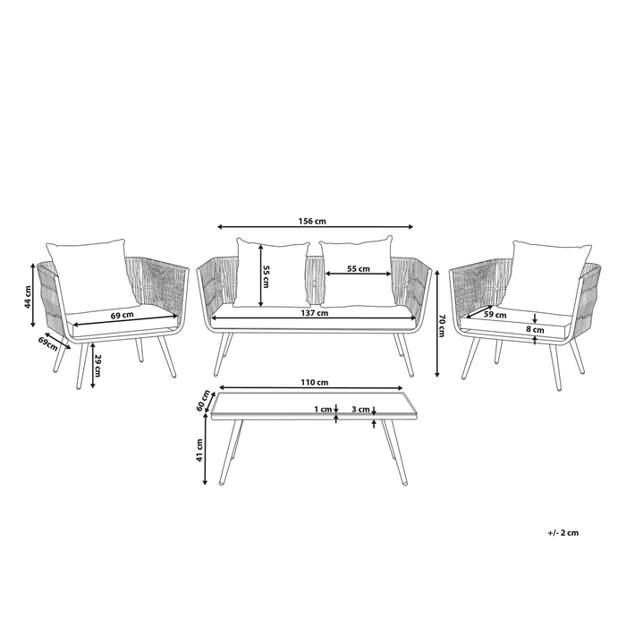 Beliani - RAGUSA - Loungeset voor 4 - Wit - PE rotan