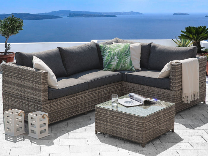 Beliani - AVOLA - Loungeset voor 4 - Grijs - PE rotan
