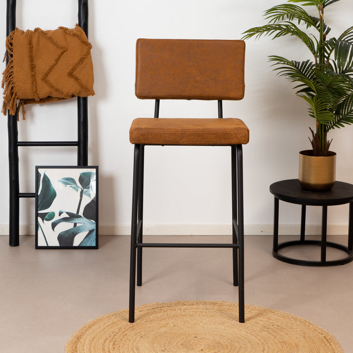 Bronx71 Industriële barkruk Espen cognac eco-leer 64-77 cm