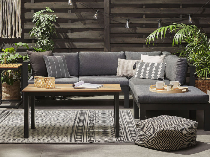 Beliani - MESSINA - Loungeset voor 5 - Zwart - Aluminium
