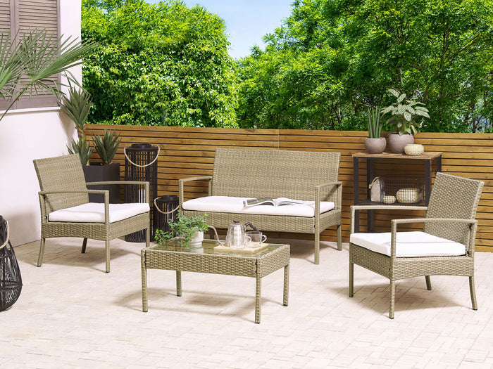 Beliani - MARSALA - Loungeset voor 4 - Natuurlijk - PE rotan