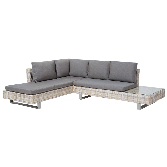 Beliani - LANCIANO - Loungeset voor 5 - Grijs - PE rotan