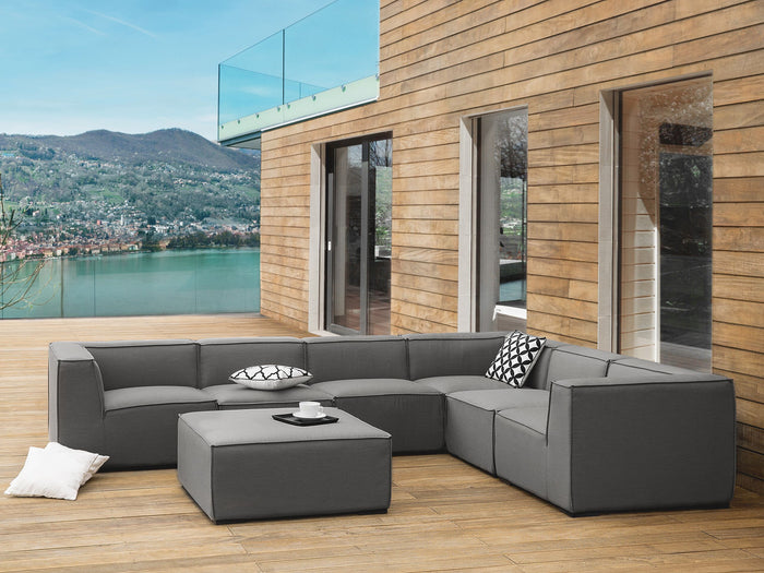 Beliani - AREZZO - Loungeset voor 7 - Grijs - Polyester