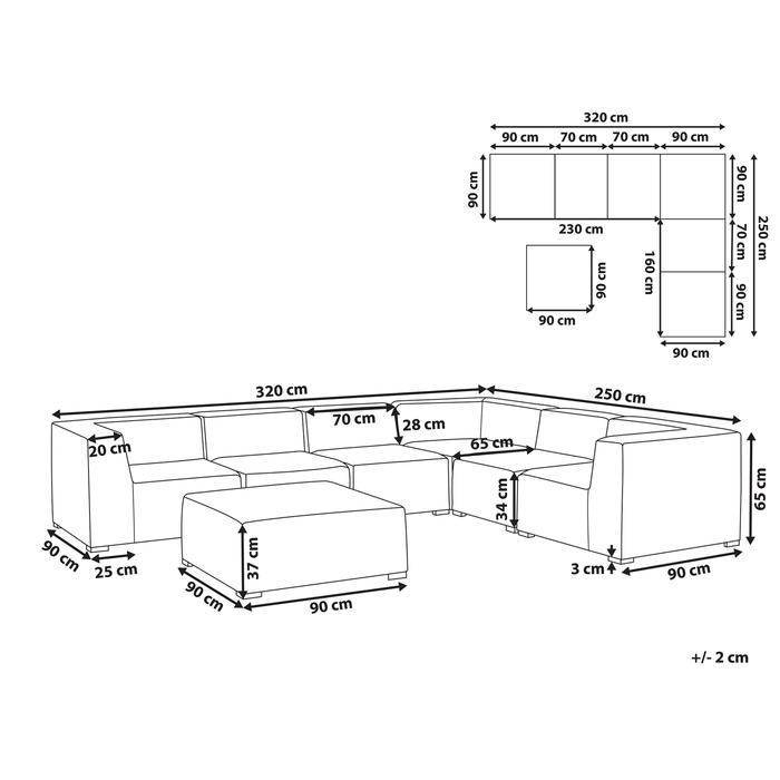Beliani - AREZZO - Loungeset voor 7 - Grijs - Polyester