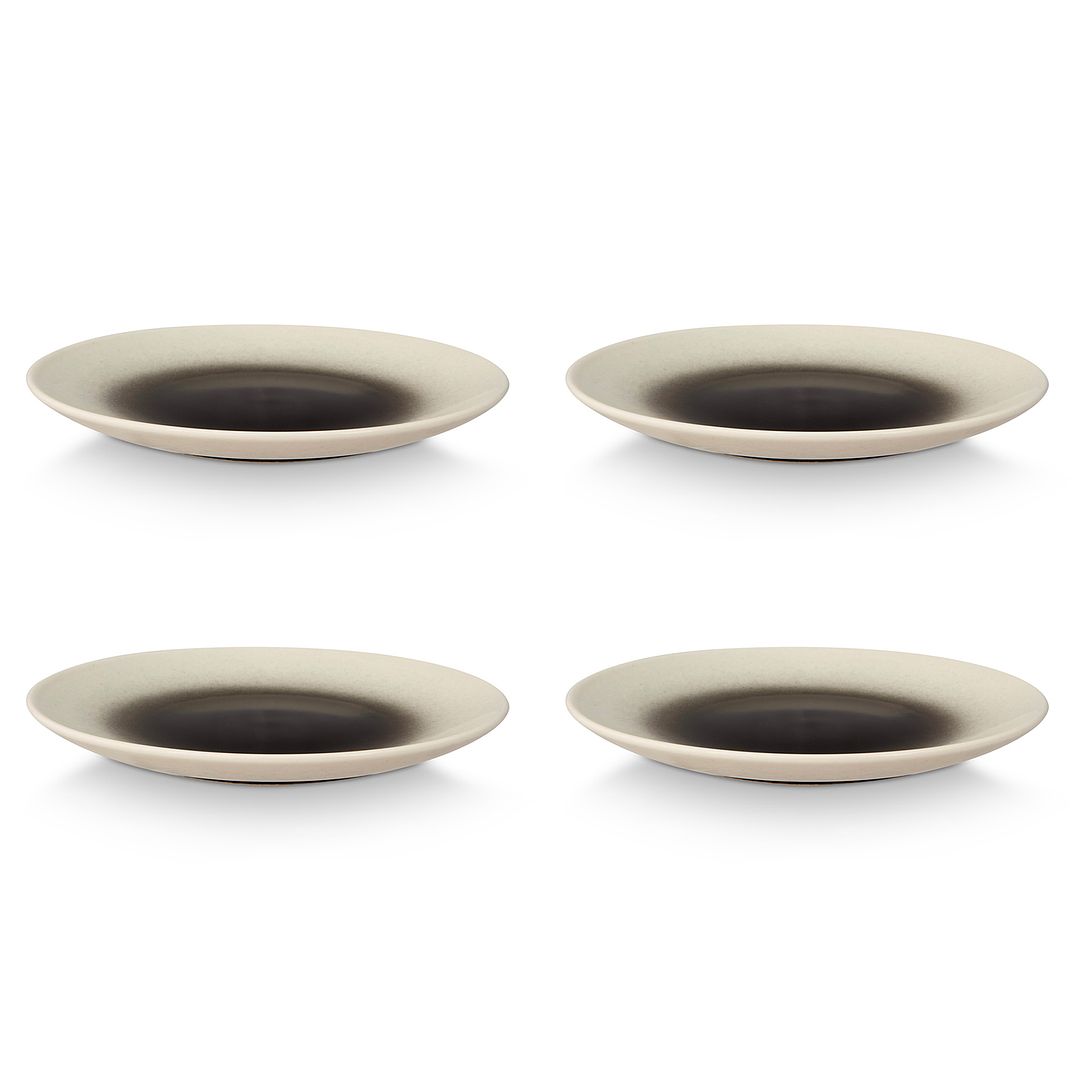 vtwonen Ontbijtborden - Set van 4 Borden- Zwart Gradient - 23 cm
