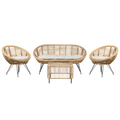 Beliani - MARATEA| CESENATICO - Loungeset 4-zits - Lichtbeige - Rotan