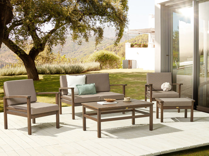 Beliani - MANILA II - Loungeset voor 4 - Donker houtkleur - Acaciahout