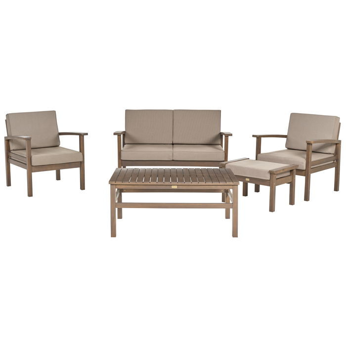 Beliani - MANILA II - Loungeset voor 4 - Donker houtkleur - Acaciahout