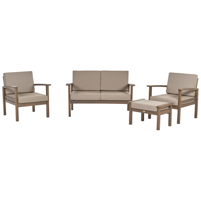 Beliani - MANILA II - Loungeset voor 4 - Donker houtkleur - Acaciahout
