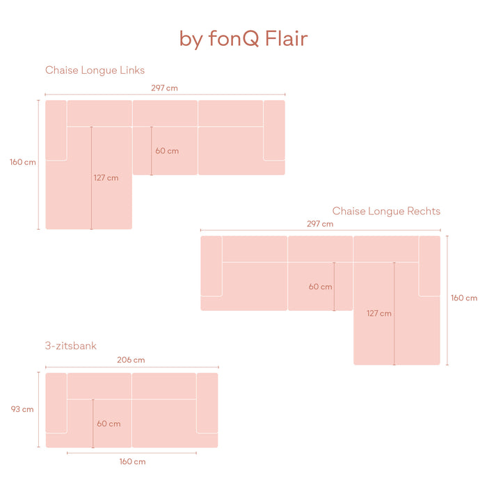 by fonQ Flair Hoekbank met Chaise Longue Rechts - Lichtgrijs