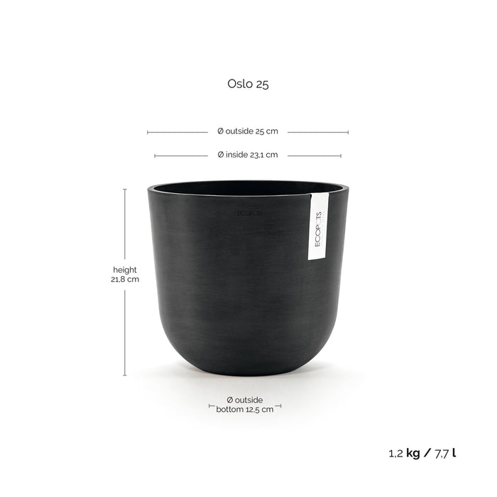 Ecopots Oslo 25 Dark Grey