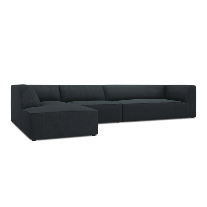 Windsor & Co Sao Hoekbank met Chaise Longue Links - 5-zits - Ribstof - Blauw