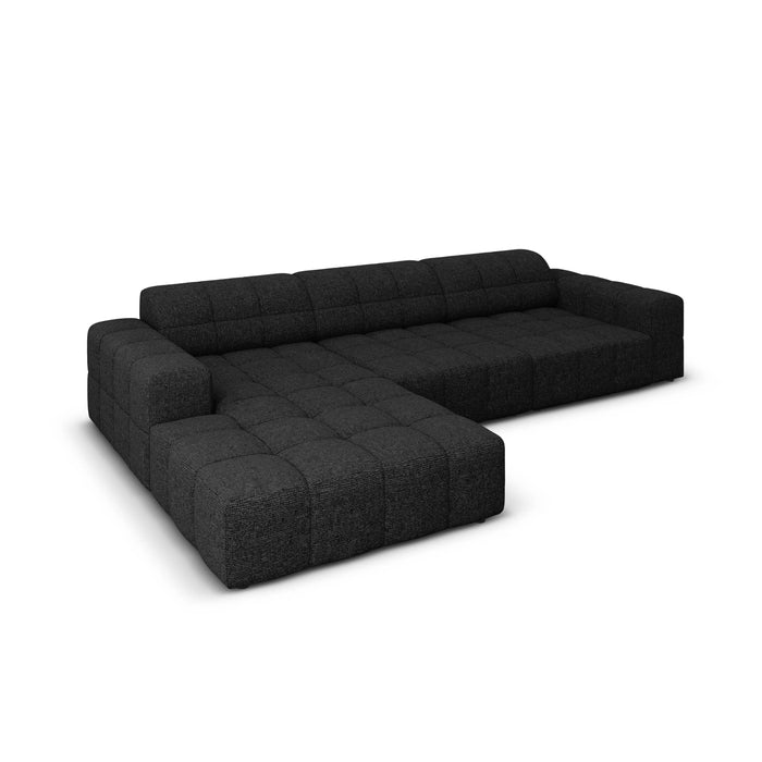 Cosmopolitan Design Chicago Hoekbank met Chaise Longue Links - Chenille - Zwart