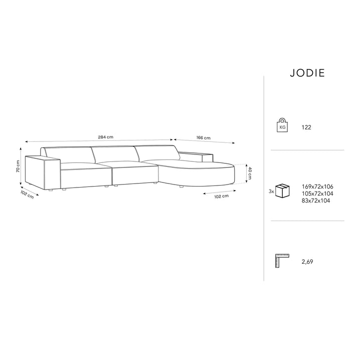 Micadoni Jodie Hoekbank Rechts Afgerond 4-zits - Chenille - Crème