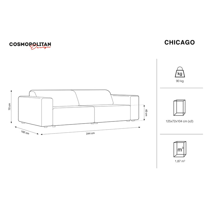 Cosmopolitan Design Chicago 4-zitsbank - Velvet - Flessengroen