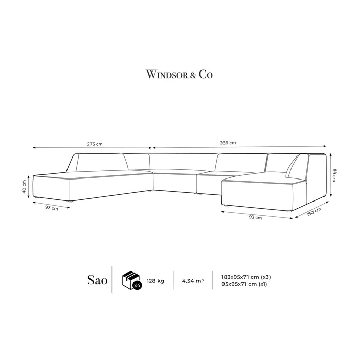 Windsor & Co Sao U-bank - Hoek Links - Ribstof - Zwart
