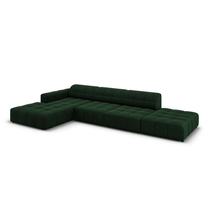 Cosmopolitan Design Chicago Hoekbank met Chaise Longue Links - Rechts Open - Velvet - Flessengroen