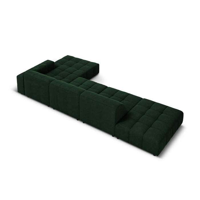 Cosmopolitan Design Chicago Hoekbank met Chaise Longue Rechts - Links Open - Velvet - Flessengroen