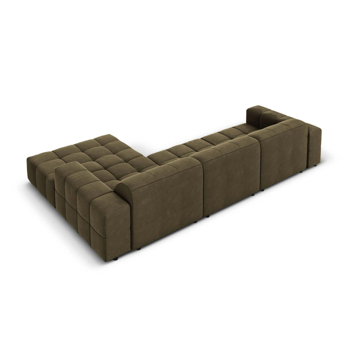 Cosmopolitan Design Chicago Hoekbank met Chaise Longue Rechts - Velvet - Olijfgroen