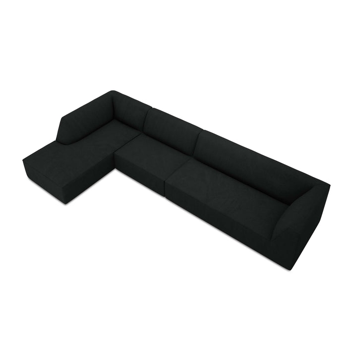 Windsor & Co Sao Hoekbank met Chaise Longue Links - 5-zits - Ribstof - Zwart