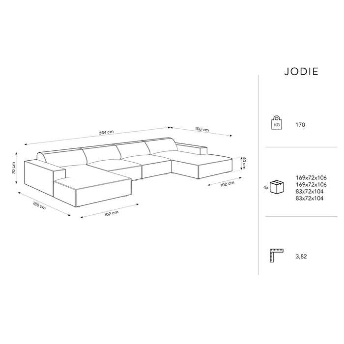 Micadoni Jodie U-bank - Geweven - Lichtgrijs