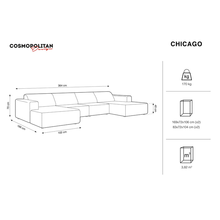 Cosmopolitan Design Chicago U-bank - Velvet - Flessengroen