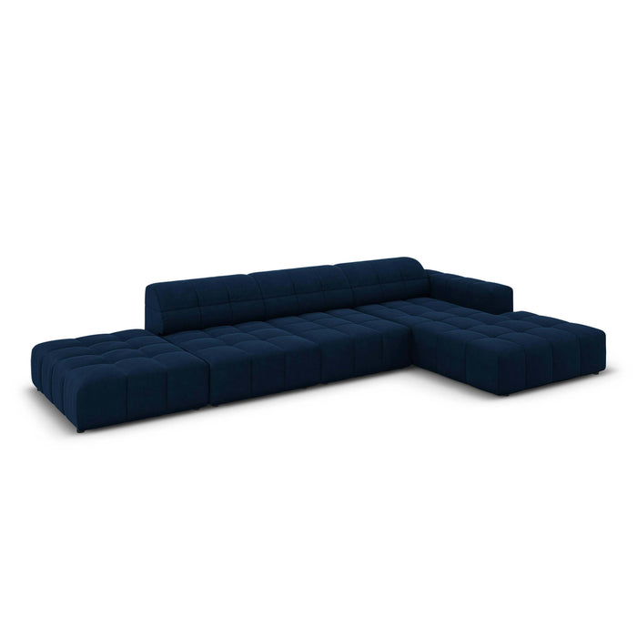 Cosmopolitan Design Chicago Hoekbank met Chaise Longue Rechts - Links Open - Velvet - Koningsblauw