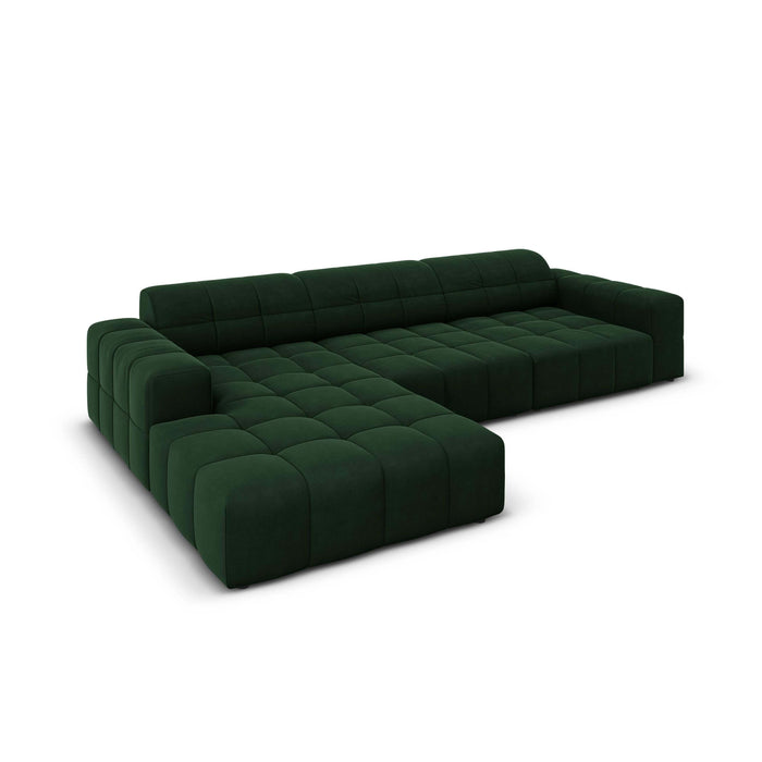 Cosmopolitan Design Chicago Hoekbank met Chaise Longue Links - Velvet - Flessengroen
