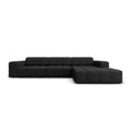 Cosmopolitan Design Chicago Hoekbank met Chaise Longue Rechts - Chenille - Zwart