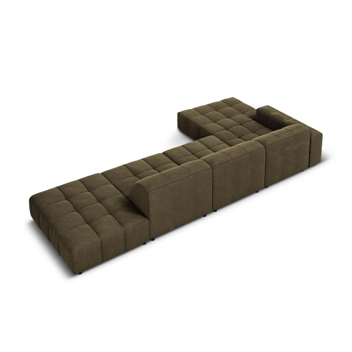 Cosmopolitan Design Chicago Hoekbank met Chaise Longue Links - Rechts Open - Velvet - Olijfgroen
