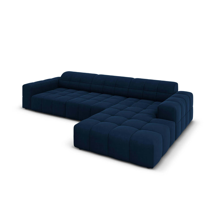 Cosmopolitan Design Chicago Hoekbank met Chaise Longue Rechts - Velvet - Koningsblauw