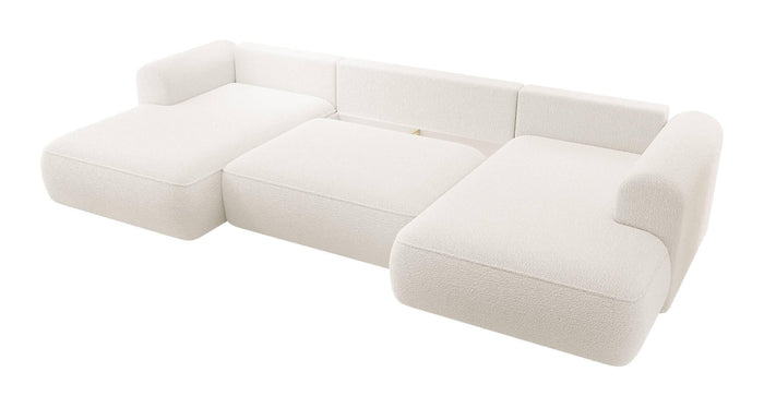 NADUVI Collection Philipa U-bank Rechts met Slaapfunctie - Bouclé - Crème
