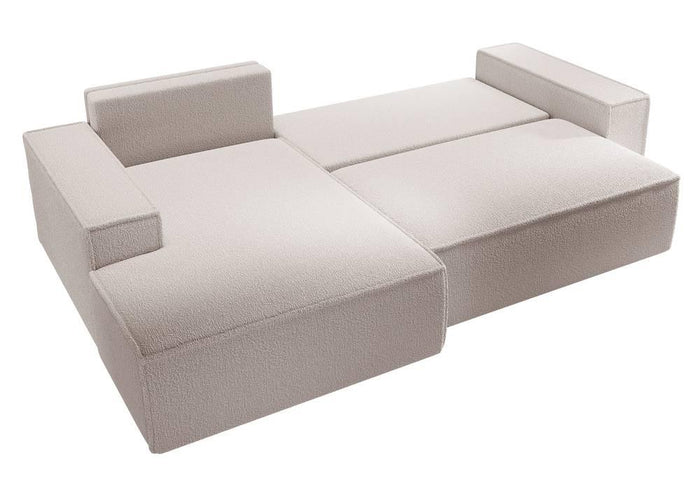 NADUVI Collection Galine Hoekbank met Chaise Longue Links met Slaapfunctie - Bouclé - Crème